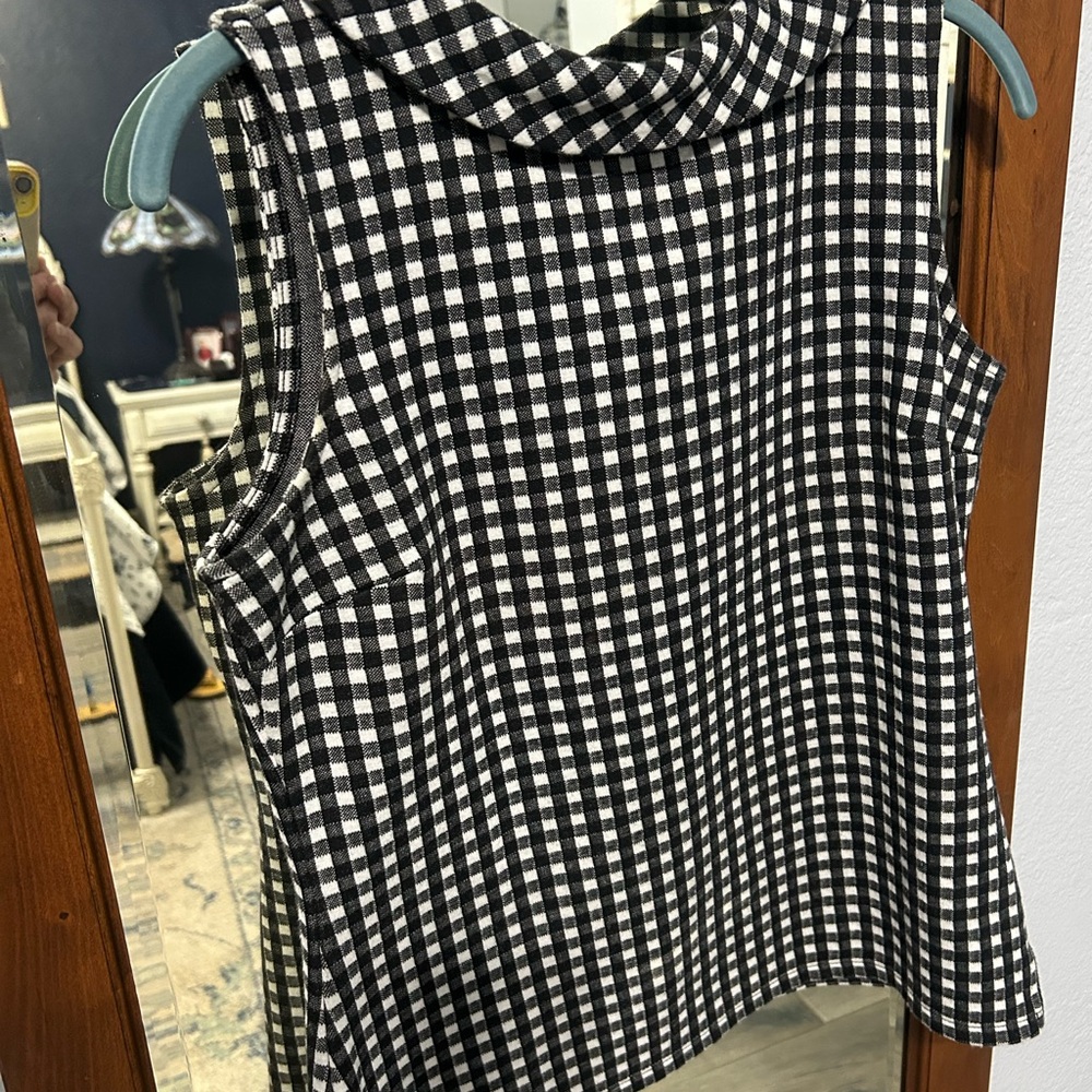 Talbots SP Black and White Gingham Sleeveless knit Top